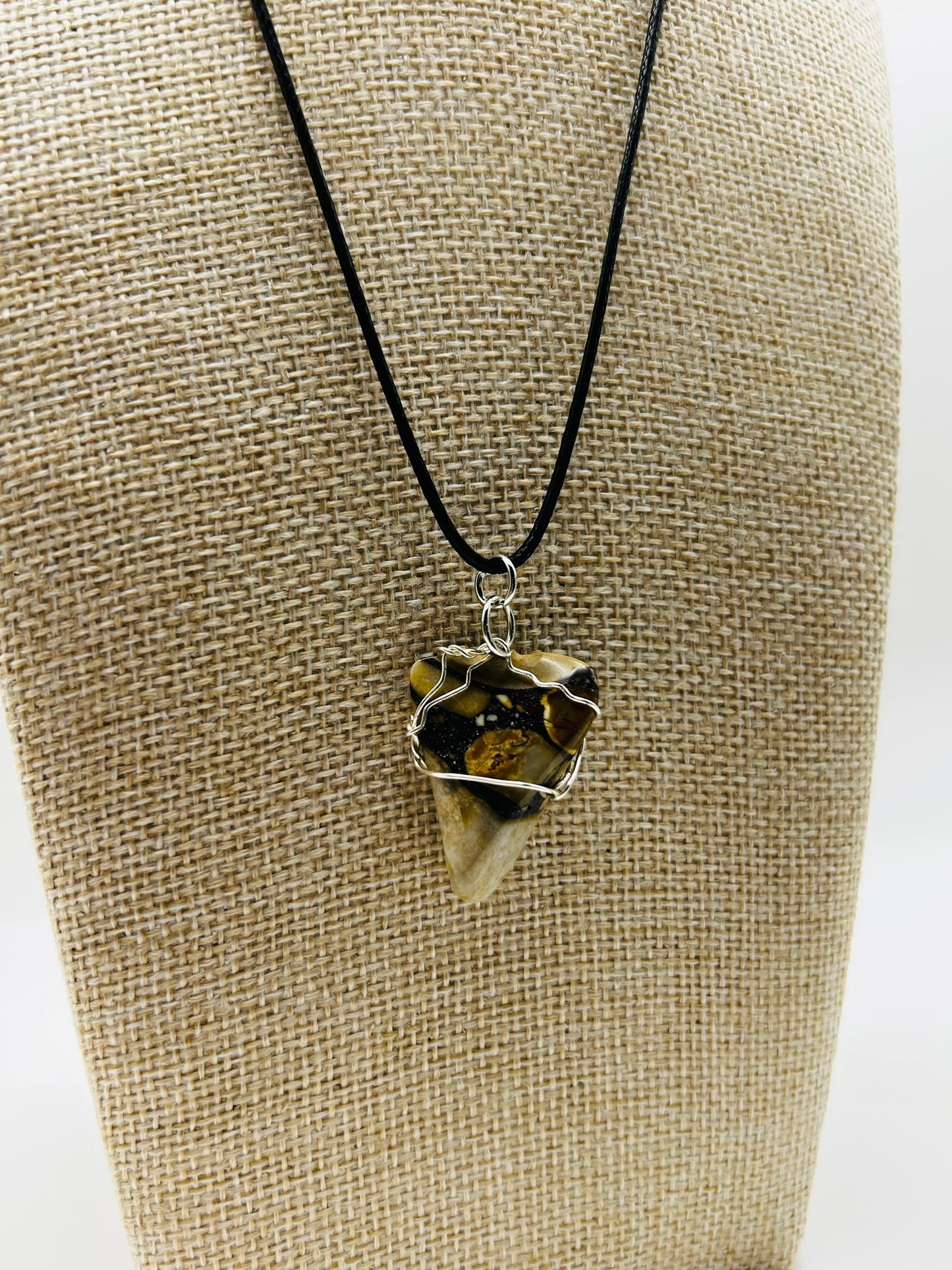 Handcrafted wire wrapped Tigers Eye gemstone pendant