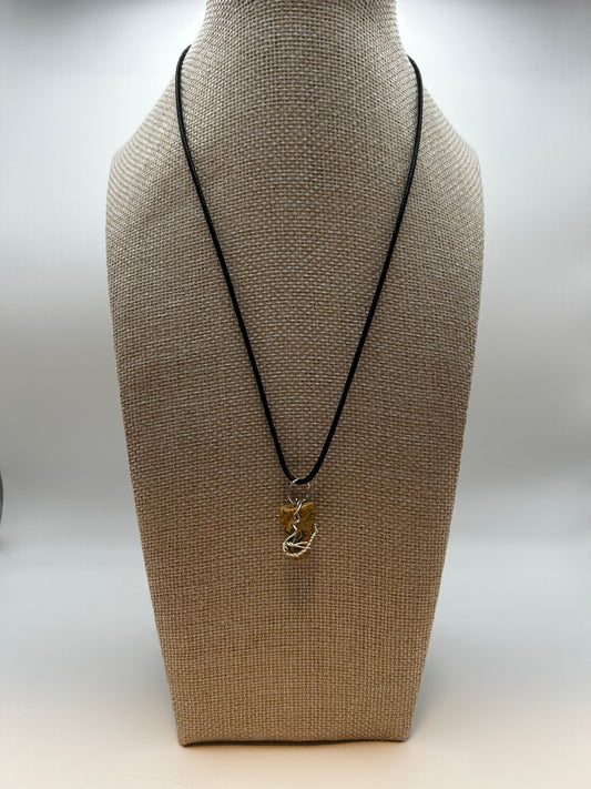 Handcrafted Jasper wire-wrapped pendant necklace.