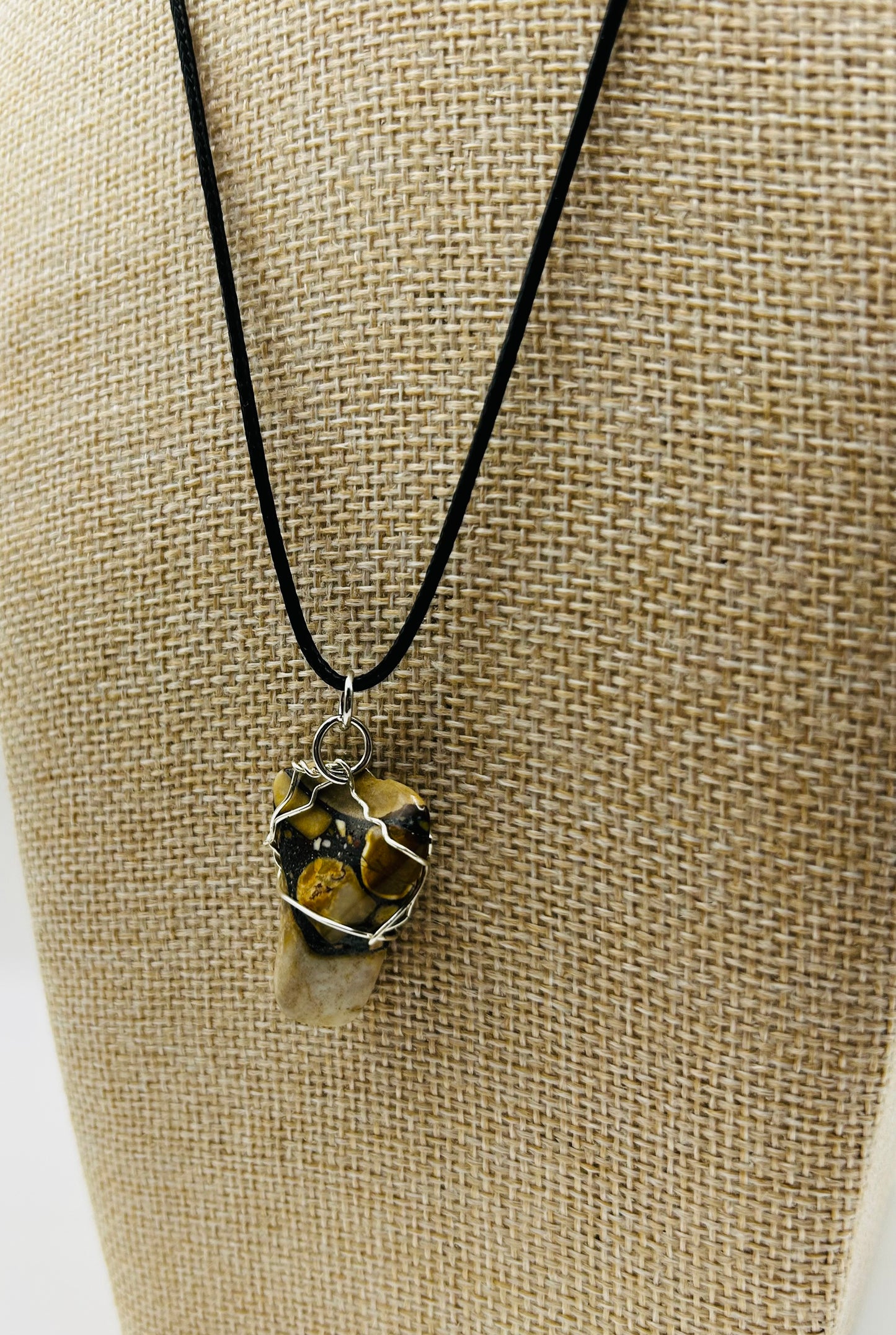 Handcrafted wire wrapped Tigers Eye gemstone pendant