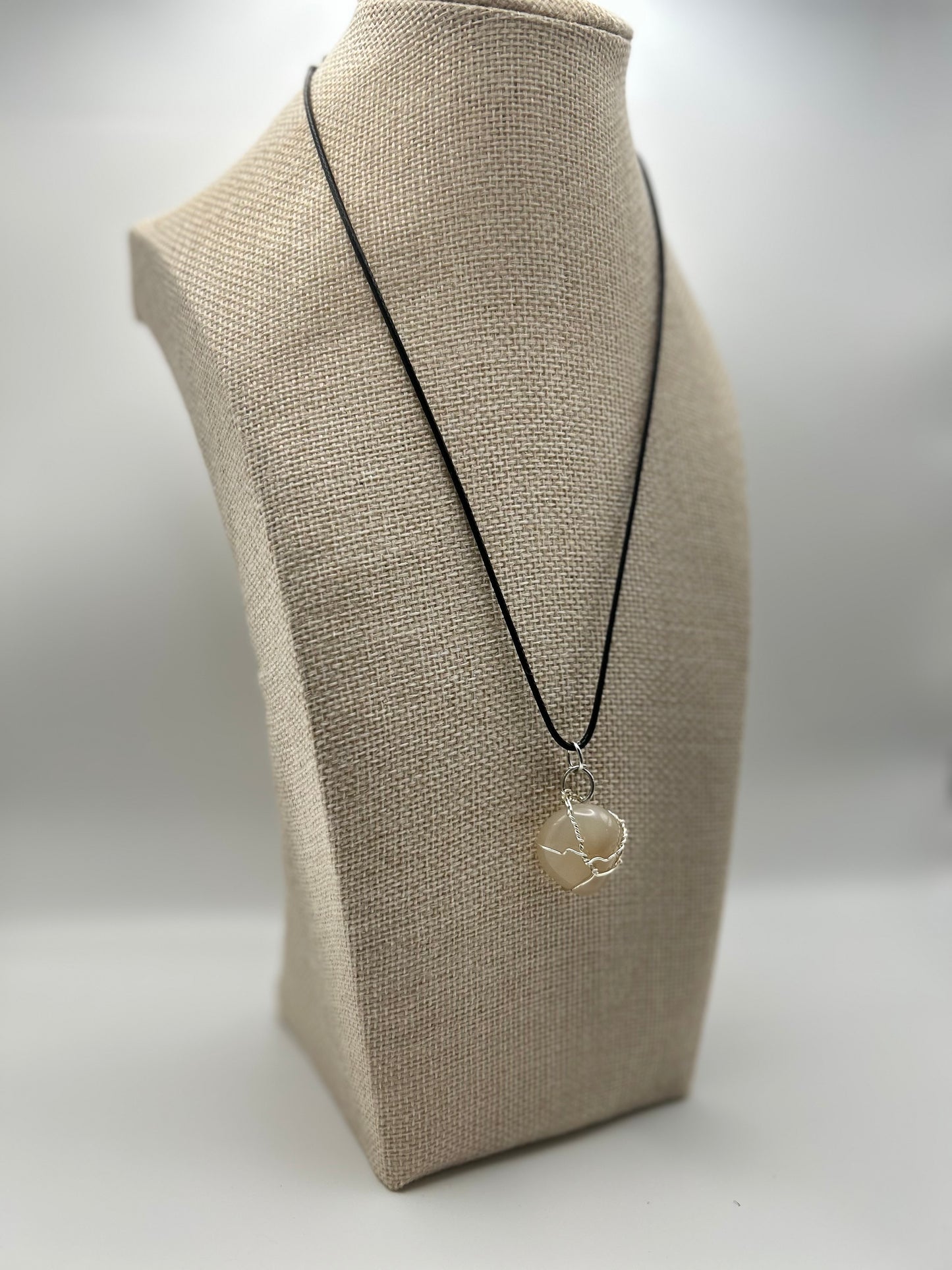 Handcrafted wire wrapped Yellow Agate gemstone necklace.