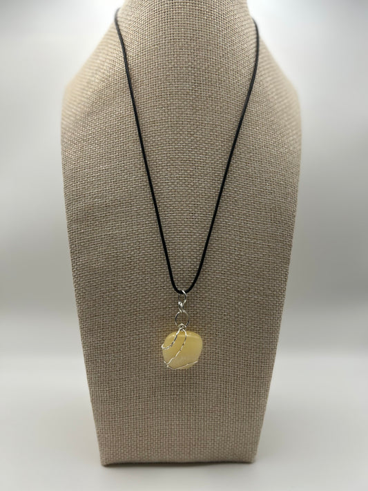 Wire wrapped Yellow Aventurine gemstone necklace